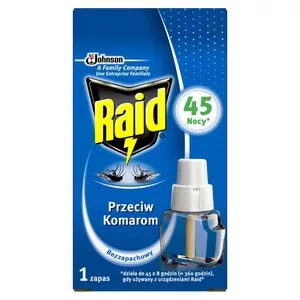 Raid, płyn owadobójczy przeciw komarom, bezzapachowy, zapas, 45 nocy, 1szt.