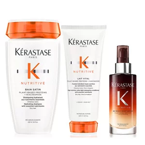 Kerastase Nutritive, zestaw odżywczy do włosów cienkich i normalnych, szampon + mleczko + termoochrona