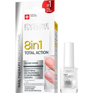 Eveline Nail Therapy Professional, skoncentrowana odżywka do paznokci z drobinkami srebra 8w1,, 12ml