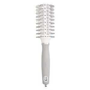 Olivia Garden Expert Blowout Vent, szczotka do suszenia włosów z podwójnym włosiem, Double Bristles White&Grey 30mm