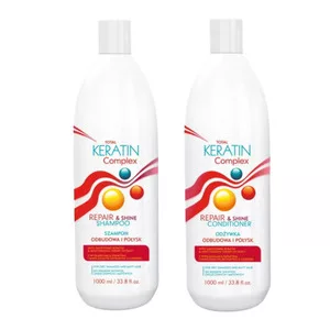 CeCe Total Keratin Complex, zestaw XL do odbudowy i połysku z keratyną i czereśnią, szampon + odżywka, 2x1000ml