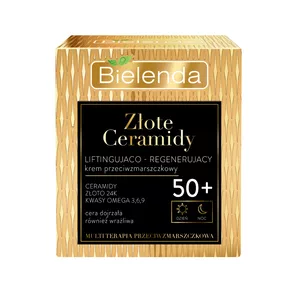 Bielenda Złote Ceramidy Liftingująco - Regenerujący Krem Przeciwzmarszczkowy 50+, Dzień/ Noc, 50ml