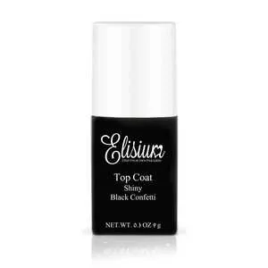 Elisium, baza pod lakiery hybrydowe Top Coat Shiny Black Confetti, 9g