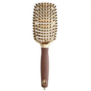 Olivia Garden Expert Care Flex, ceramiczna szczotka dla włosów, Boar&Nylon Bristles Gold&Brown