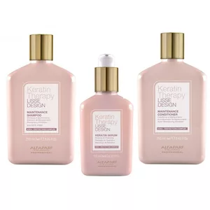 Alfaparf Milano Keratin Therapy Lisse Design, zestaw do włosów po keratynowych prostowaniu włosów, szampon + odżywka + serum