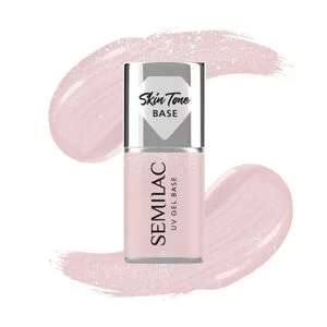 Semilac Skin Tone Cover Base, elastyczna baza hybrydowa 2w1, Glitter Beige, 7ml