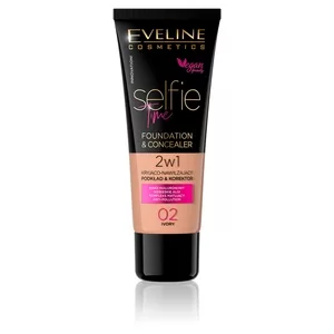 Eveline Selfie Time, kryjąco-nawilżający podkład i korektor 2w1, 02 ivory, 30ml