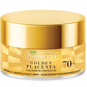 Bielenda Golden Placenta Collagen Reconstructor - Naprawczo - Rewitalizujący Krem - Koncentrat Przeciwzmarszczkowy 70+, Dzień/ Noc, 50ml