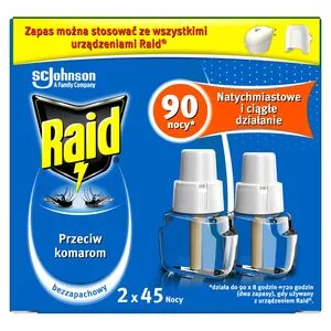 Raid, płyn owadobójczy przeciw komarom, bezzapachowy, zapas podwójny, 90 nocy, 1szt.