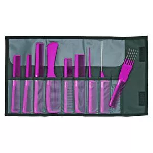 Jaguar A-line Pink, grzebienie w etui, 9 szt, różowe, ref. A599-5