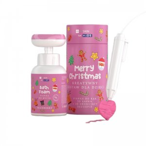HiSkin Kids Merry Christmas kreatywny zestaw dla dzieci różowa pianka do mycia rąk Jagodowa 300ml + długopis 3D 1szt