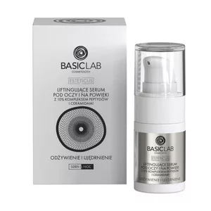 BasicLab Esteticus liftingujące serum pod oczy i na powieki 10% kompleks peptydów i ceramidów Odżywienie i Ujędrnienie 15ml