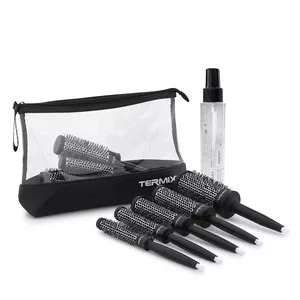 Termix Pro, zestaw 5 okrągłych termicznych szczotek + spray Silky, różne rozmiary