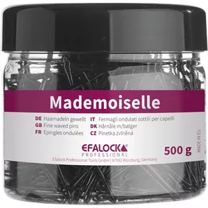 Efalock Mademoiselle, spinki do koka karbowane 45mm, 500g, czarny