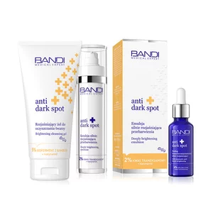 Bandi Anti Dark Spot, zestaw do pielęgnacji twarzy rozjaśniający przebarwienia, emulsja + żel + peeling