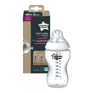 Tommee Tippee Closer To Nature butelka do karmienia ze smoczkiem silikonowym dla dzieci 3m+ 340ml