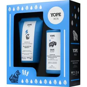 Yope Men Wood, zestaw żel do mycia twarzy 150ml + men save my hair szampon 300ml