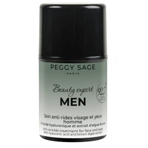 Peggy Sage Beauty Expert Men, krem przeciwzmarszczkowy do twarzy i oczu dla mężczyzn z kwasem hialuronowym i ekstraktem z alg brunatnych, 50ml