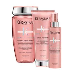Kerastase Chroma Absolu Riche, zestaw do włosów koloryzowanych, szampon + odżywka + termoochrona