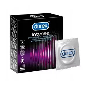 Durex prezerwatywy Intense 3 szt z wypustkami prążkami żel stymulujący