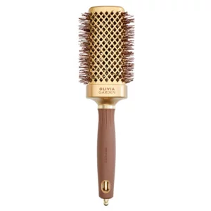 Olivia Garden Expert Blowout Straight, szczotka do prostowania i modelowania włosów, Wavy Bristles Gold&Brown 50mm