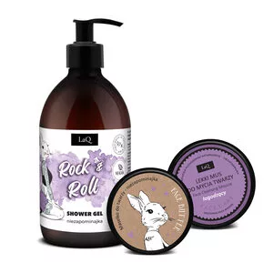 LaQ Niezapominajka Silver, zestaw, żel 500ml + masełko do twarzy 50ml + mus do twarzy 40g (sianko)