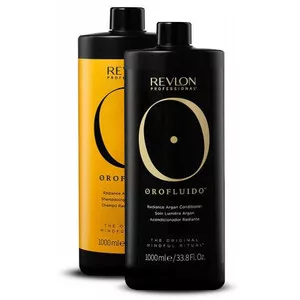 Revlon Orofluido, zestaw rozświetlający do włosów XL, szampon + odżywka
