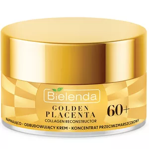 Bielenda Golden Placenta Collagen Reconstructor - Napinająco - Odbudowujący Krem - Koncentrat Przeciwzmarszczkowy 60+, Dzień/ Noc, 50ml