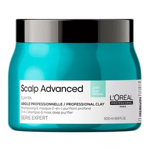 Loreal Scalp Advanced, glinka oczyszczająca 2w1 do tłustej skóry głowy, 500ml