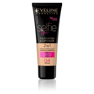 Eveline Selfie Time, kryjąco-nawilżający podkład i korektor 2w1, 04 natural, 30ml
