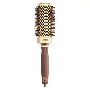 Olivia Garden Expert Blowout Straight, szczotka do prostowania i modelowania włosów, Wavy Bristles Gold&Brown 40mm