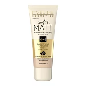 Eveline Satin Matt, matująco-kryjący podkład do twarzy, 102 vnilla, 30ml