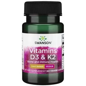 Swanson Witamina D3 2000IU & K2 75mcg 60vcaps