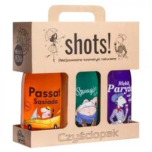 LaQ, Shots! Czyściopak, zestaw żeli pod prysznic dla mężczyzn