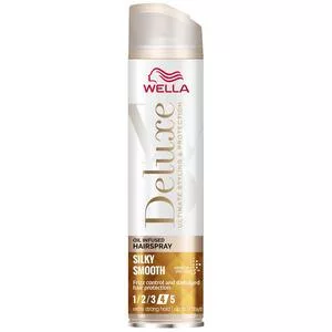 Wella Deluxe Silky Smooth, mocny lakier do włosów przeciw puszeniu, 250ml