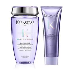 Kerastase Blond Absolu, zestaw rozświetlająco-wzmacniający do włosów blond, kąpiel Lumiere 200ml + odżywka Cicaflash 250ml