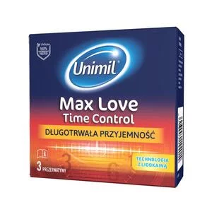 Unimil Max Love Time Control nawilżane lateksowe prezerwatywy 3szt