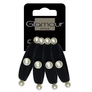 Glamour Gumki do włosów czarne z perełkami 4szt