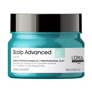Loreal Scalp Advanced, glinka oczyszczająca 2w1 do tłustej skóry głowy, 250ml