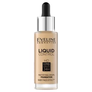 Eveline Liquid Control HD, matujący podkład do twarzy, 016 vanilla beige, 32ml