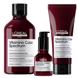Loreal Vitamino Color Spectrum, zestaw podkreślający kolor włosów farbowanych, szampon + odżywka + serum