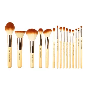 Jessup Mature Peeled Bamboo Makeup Brush zestaw bambusowych pędzli do makijażu twarzy T140 15szt.