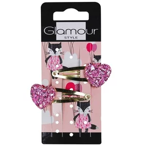 Glamour Kids spinki do włosów dla dzieci, Brokatowe Serduszka 2szt.