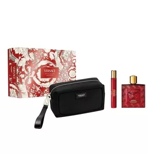 Versace Eros Flame zestaw woda perfumowana spray 100ml + miniatura wody perfumowanej spray 10ml + kosmetyczka (M)