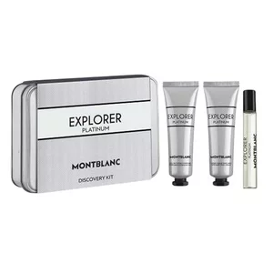 Mont Blanc Explorer Platinum zestaw miniatura wody perfumowanej spray 7.5ml + żel oczyszczający 30ml + krem do twarzy 30ml (M)