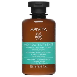 Apivita Oily Roots & Dry Ends Shampoo szampon regulujący przetłuszczanie nasady i odżywiający suche końcówki z pokrzywą i propolisem 250ml