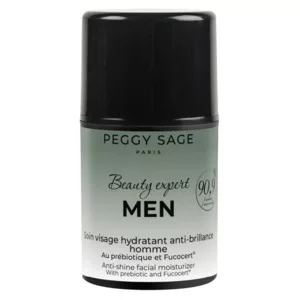 Peggy Sage Beauty Expert Men, nawilżający lotion do twarzy przeciw błyszczeniu dla mężczyzn z prebiotykami i Fucocert?, 50ml