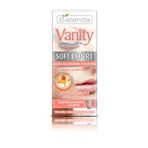 Bielenda Vanity Soft Expert Zestaw Do Depilacji Ultra Delikatny Twarz Krem, 15ml