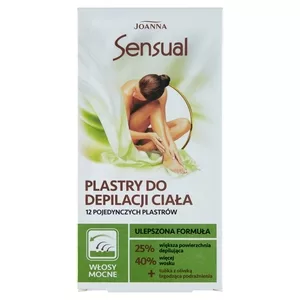 Joanna Sensual Plastry do depilacji ciała włosy mocne 12 sztuk i Tubka z oliwką łagodzącą 10 ml