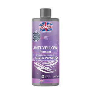 Ronney Professional Shampoo SILVER POWER Anti-Yellow Pigment, szampon do włosów blond, rozjaśnianych i siwych 1000ml